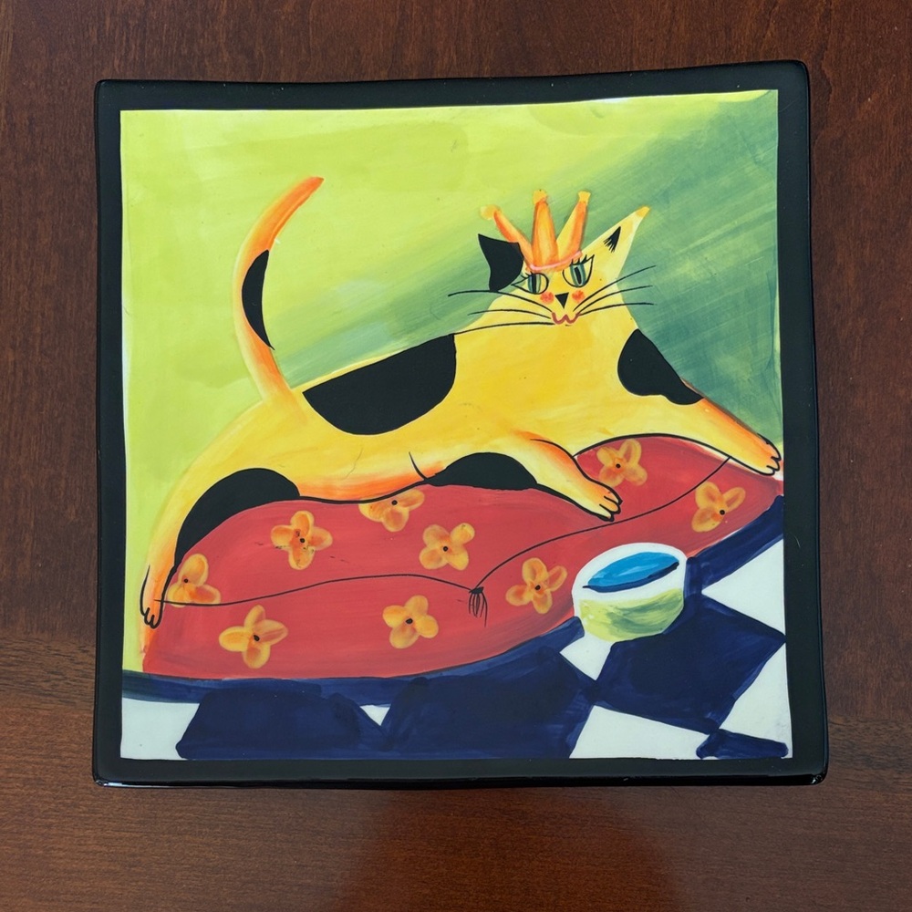 Vibrant Cat Design Ceramic Wall Plate Vintage